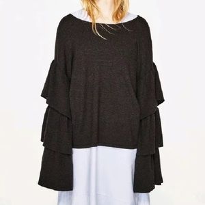 Zara ruffle sleeve sweAter size medium